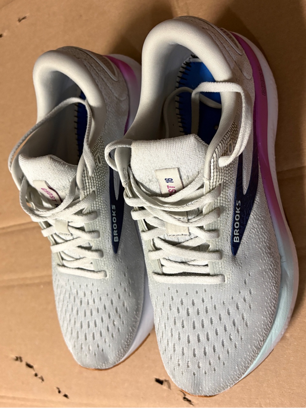 Brooks Women’s Running Shoes — Light Gray with Pink and Blue Accents - Picture 4 of 5